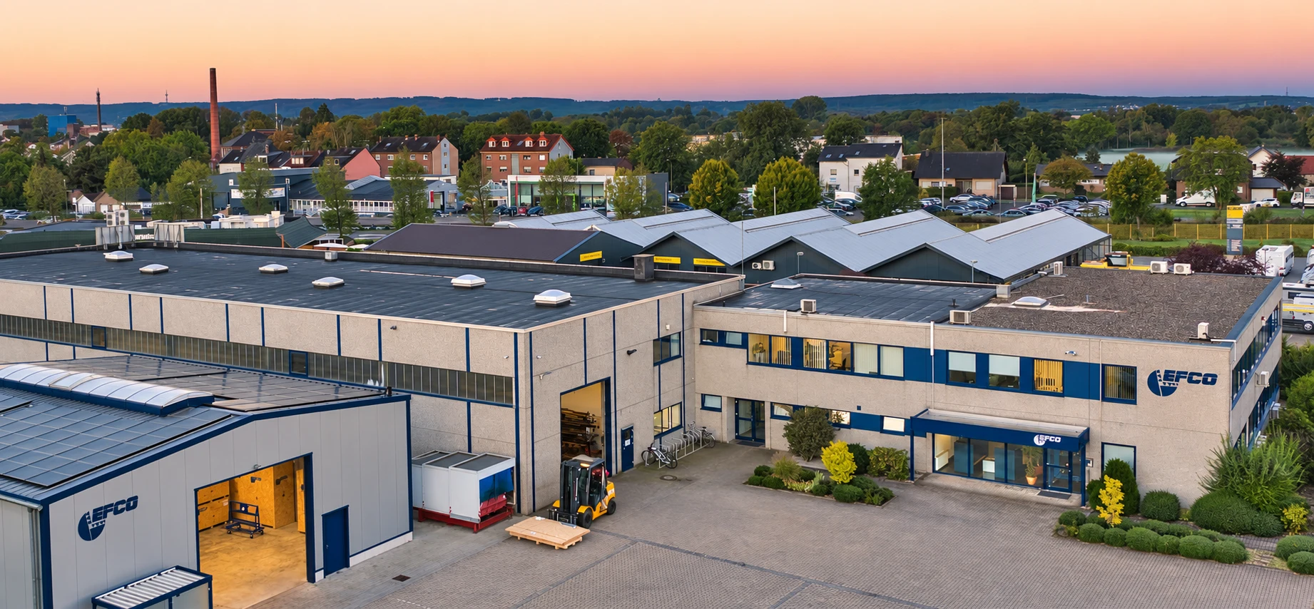 Vista aérea de la sede de EFCO Maschinenbau GmbH en Düren